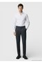 Anthracite Striped Woven Slim Fit Casual Wool Blend Trousers