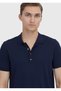 Navy Blue Polo Collar Plain Knitted Knitwear - 3