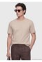 Beige Plain 100% Cotton T-Shirt