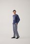 Men's Cotton Long Sleeve Top Astronaut Printed Lower Stripe Pajamas Set - 7