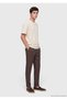 Beige Plain Cotton Blend T-Shirt - 4