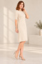 Women's Cream Crew Neck Hairnet Patterned Short Sleeve Knitwear Dress Hzl28W-Wm3307 - 3