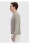 Stone Crew Neck Plain Knit Wool Blend Sweater - 3
