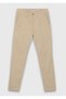 Beige Plain Woven Regular Fit Casual Cotton Blended Trousers - 5
