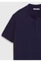 Navy Blue Polo Collar Plain Knit Knitwear - 6