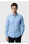 Blue Plain Regular Fit Long Woven Casual 100% Cotton Shirt - 3