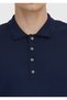 Navy Blue Polo Collar Plain Knitted Knitwear - 4