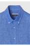 Dark Blue Plain Casual Fit Long Woven Casual 100% Linen Shirt - 8