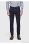 Navy Blue Slim Fit Denim Cotton Blend Trousers - 4