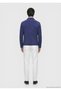Blue Plain Regular Fit Leather Jacket - 4