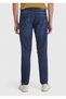 Navy Blue Straight Slim Fit Denim Cotton Blended Trousers - 4