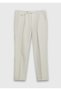 Ecru Plain Weave Relaxed Fit Casual Cotton Blend Trousers - 5