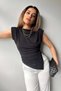 Off-the-shoulder draped sleeveless blouse - black - 3