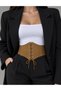 Women's Black Tan 2-Piece Elastic Corset Belt Lace-up Belt Elastic Belt Dress Belt Waist Belt - 3
