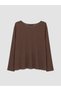 Peak New Season Brown Plus Size U-Neck Patterned Blouse - 3