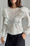 Flounce Sleeve Scallop Blouse White - 2