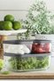 Cube Glass Storage Container Set of 3 Gray with Plastic Lids (1 Small, 1 Medium, 1 Large Storage Container)