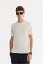 Men's Ecru Crew Neck Cotton Pack Elastane Jacquard Regular Fit T-Shirt A61Y1032
