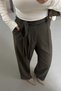Premium Series Herringbone Pattern Belted Khaki Trousers - 2