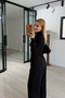 Black Palazzo Trousers with Gold Button Detail and Elastic Waistband - 4