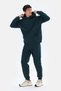 Dark Green Active Dark Hooded Sweatshirt with Sleeve Trim - 3