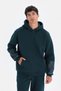 Dark Green Active Dark Hooded Sweatshirt with Sleeve Trim