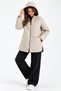 Women's Hooded Oversized Quilted Fabric Zipper Closure Slit Coat - 3