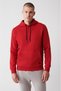 Men's Red Hooded Raised 3 Thread Cotton Sweatshirt E 001018 - 5