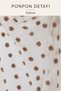 Linen Textured Brown Colored Ecru Tulle Curtain with Pompom Detail 1/3 Sik Pile No Ironing Required Children's Room Tulle