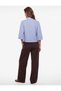 Viscose Fabric Bow-Detail Scarf-Collar Balloon-Sleeve Striped Shirt - 4