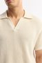 Men's Beige Polo Neck 100% Cotton Knitwear Regular Fit T-Shirt A51Y5166 - 4