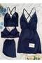 Women's 5-Piece Satin Nightgown Bra Shorts Dowry Set