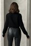 Women's Black Collar Detailed Knitwear Blouse - 5
