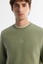 Men's Green Crew Neck Cotton Embossed Printed Regular Fit Sweatshirt B001033 - 2