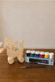 Wooden Cat Toy Natural Handmade Paintable Educational Toy + 6-Piece Paint Set Gift - 7
