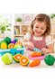 Kids Pretend Play Fruits and Vegetables Cutting Toy Set with Storage Basket, DIY Sliceable Food Playset with Toy Knife, Cutting Board and Food Accessories, Role Play Toy for Boys and Girls Ages 3+ - 3