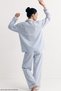 Blue Line Patterned Heart Embroidered Soft Tuşe Winter Buttoned Ribbed Knitted Pajamas Set 8084 - 5