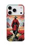 iPhone 18 Pro Compatible Red Kimono Samurai Printed Transparent Phone Case