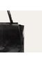 Women's Black Leather Look Handbag with Front Flap - 3