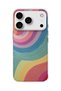 iPhone 18 Pro Max Compatible Pastel Rainbow Curved Printed Transparent Phone Case
