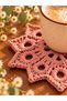 Hubush Rustic Coaster – Hand-Knitted Star Motif Decorative Coaster Single-Pudra Pink - 5
