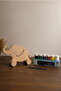 Wooden Elephant Toy Natural Handmade Paintable Educational Toy + 6-Piece Paint Set Gift - 7