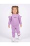 Girl's Winter 3-Yarn Threaded, Fleece-Lined, Rabbit Embroidered Thick Tracksuit Set for Ages 2-3-4-5-6