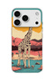 iPhone 18 Pro Max Compatible Giraffe Sunset Printed Transparent Phone Case