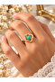 Stone Detailed Flower Figured Adjustable Vintage Ring Women's Turquoise - 4