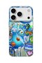 iPhone 18 Pro Max Compatible Blue Bubble Fish Printed Transparent Phone Case
