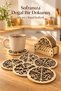 Set of 6 Wooden Snowflake Patterned Coasters with Stand Decorative Home, Kitchen, Office Accessory Set (Stand) - 2