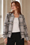 Women's Gray Zippered Front Coat with Elastic Sleeves Arm-27K001040