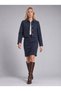Women's Navy Blue Suede Pencil Skirt - 5