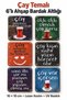 Set of 6 Tea-Related Spiraling Quotes Themed Wooden Coasters Decorative Home, Kitchen, Office Accessory Set